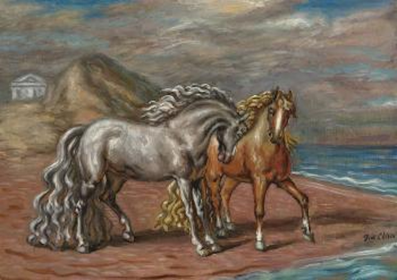 Cavalli in riva al mare by Giorgio de Chirico