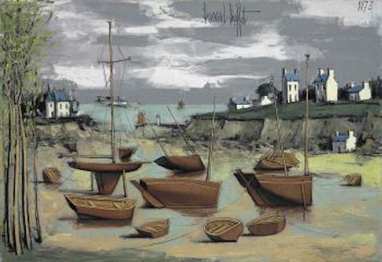 Carantec, Bateaux échoués à marée basse by Bernard Buffet