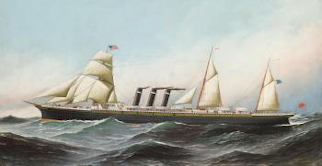 The S.S. City of Paris at sea by Antonio Jacobsen