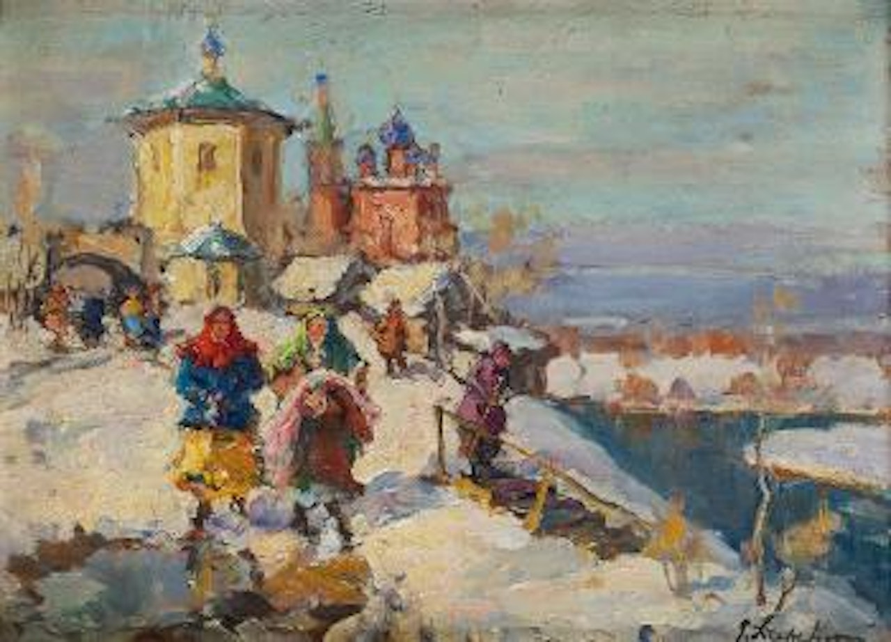 Paysage russe sous la neige by Georgij Aleksandrovic Lapschin