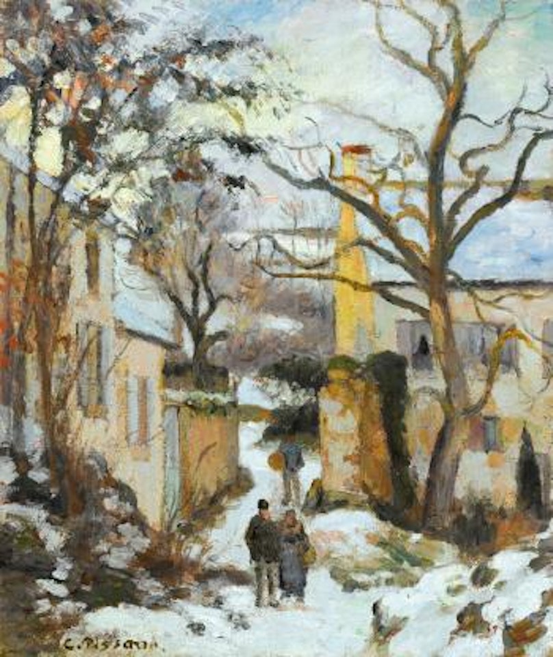 La Maison Rondest Sous La Neige, Pontoise Or Chemin De L'hermitage, Pontoise, Sous La Neige by Camille Pissarro