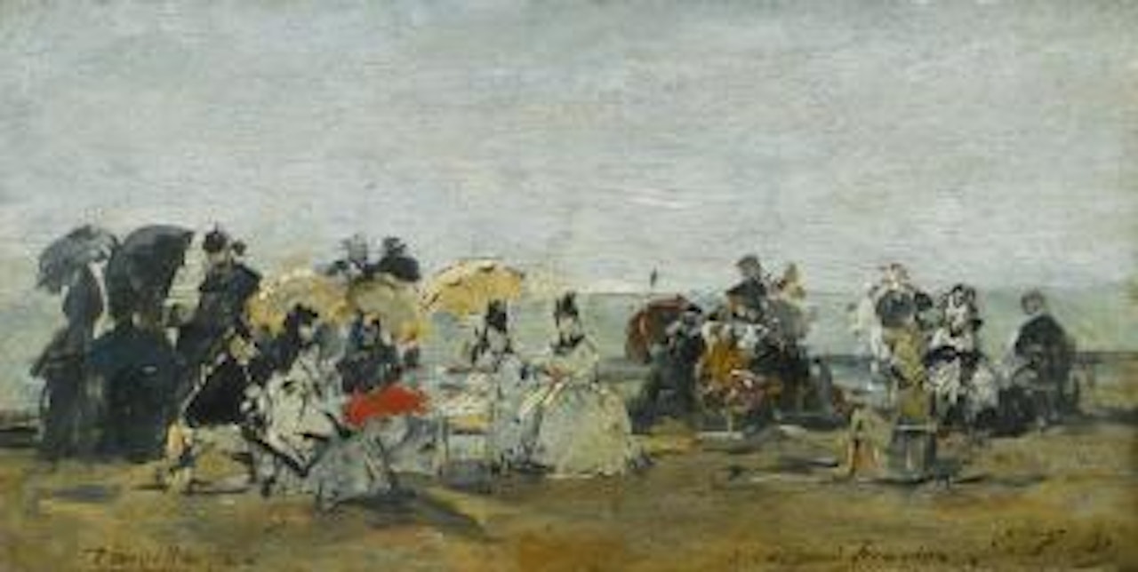 Scène De Plage À Trouville by Eugène Boudin