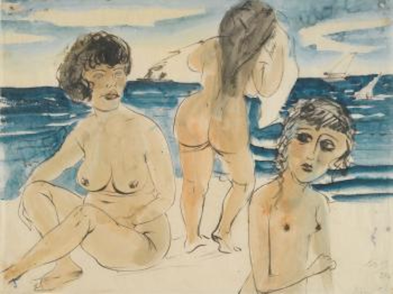 Drei Mädchenakte Am Strand (Three Nudes On The Beach) by Otto Dix