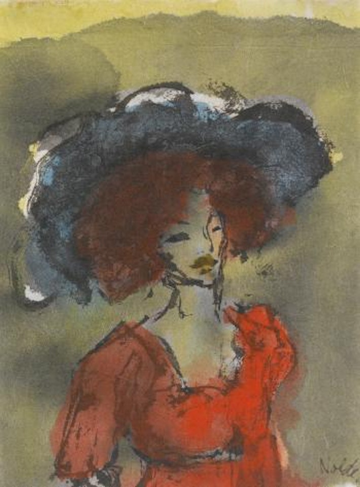 Junge Frau Mit Großem Hut (Young Woman With Large Hat) by Emil Nolde