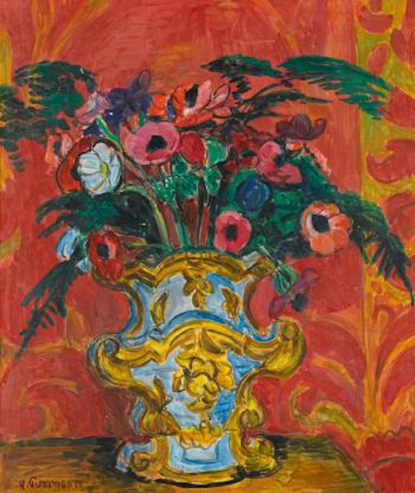 Anemonen Und Farn In Barockvase (Anemones And Fern In a Baroque Vase) by Hans Purrmann