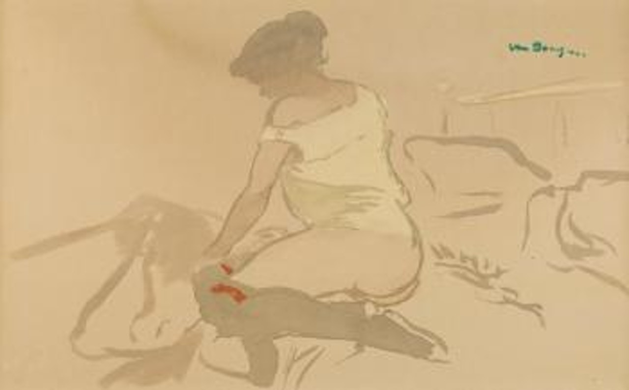 Femme Agenouillée Sur Un Lit by Kees van Dongen
