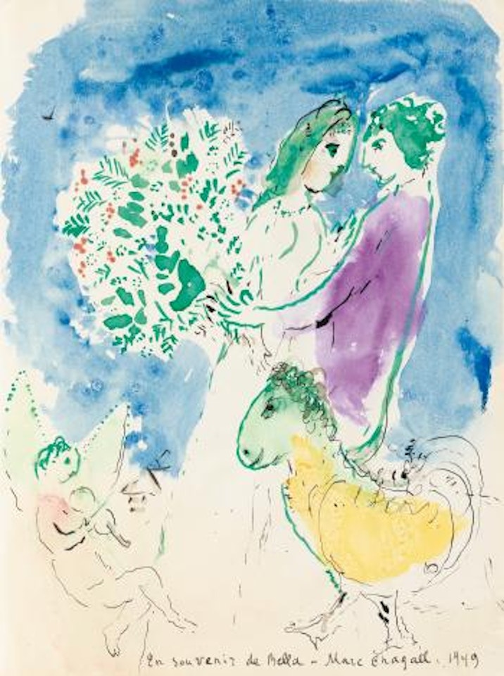 En Souvenir De Bella Et Des Lumières Allumées by Marc Chagall