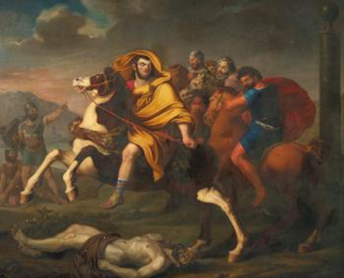 The Emperor Nero Fleeing With His Entourage by French School