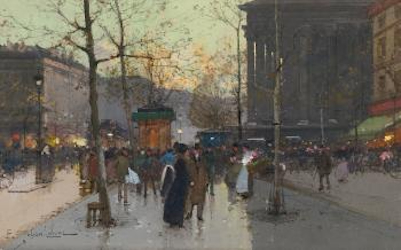 Marché De Fleurs, La Madeleine by Eugene Galien-Laloue