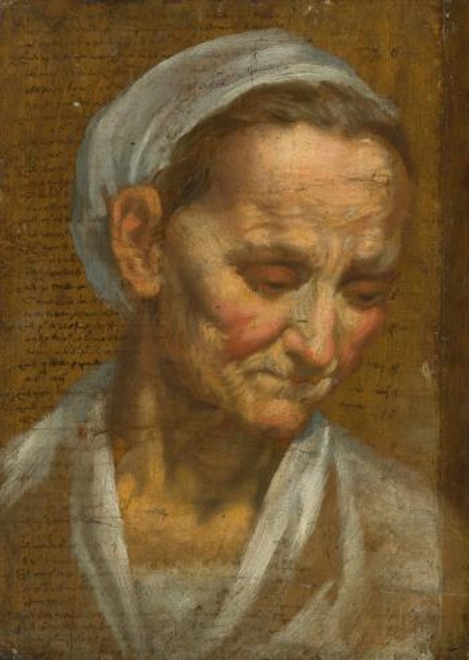Head Of An Old Woman Looking Down To The Right by Annibale Carracci