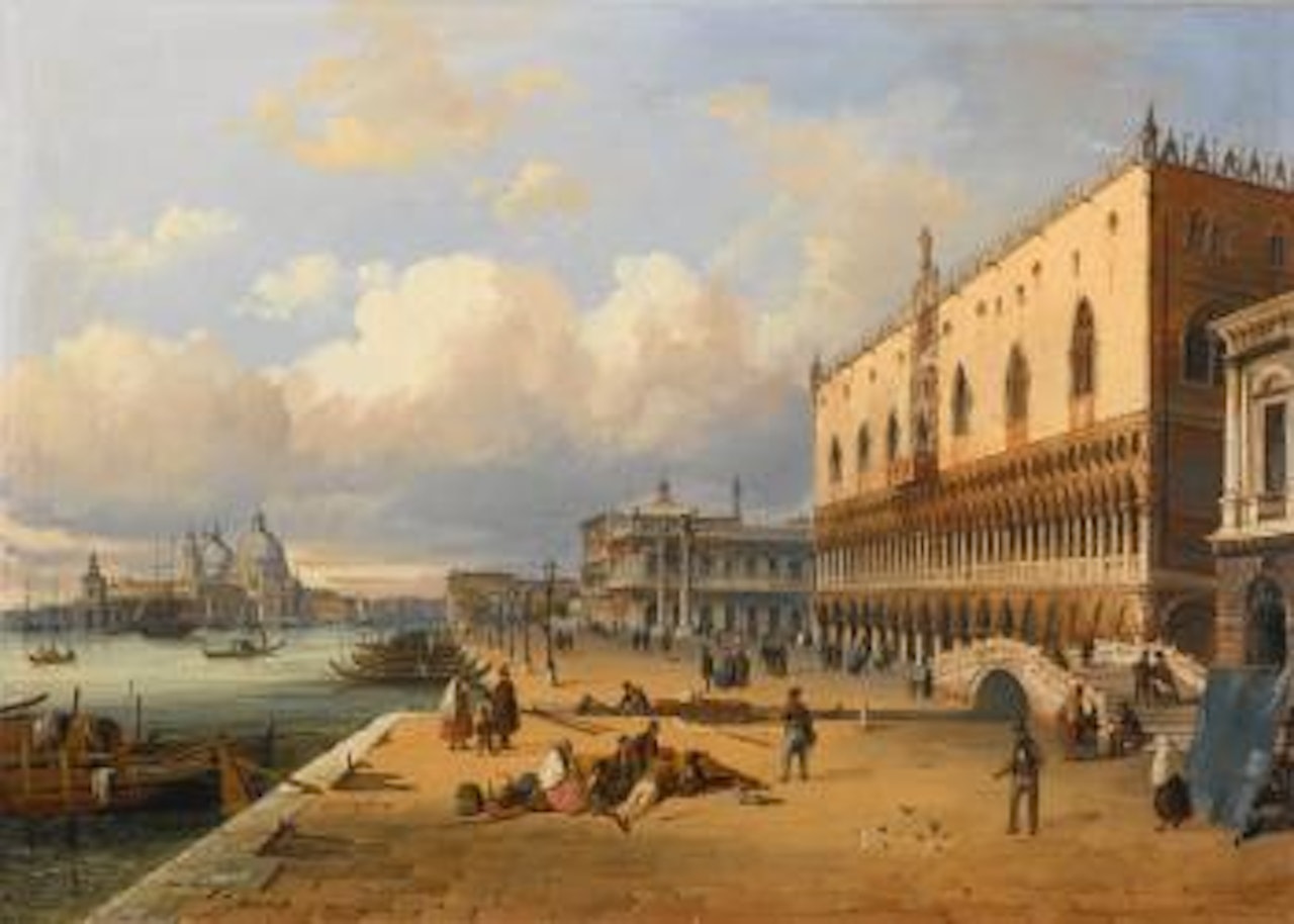 Venice, a View Of The Doge's Palace And Piazzetta Looking West From The Riva Degli Schiavoni by Carlo Grubacs