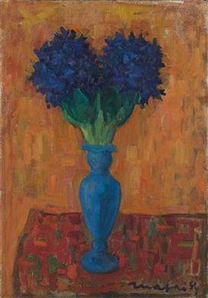 Vaso con giancinti blu by Mario Mafai