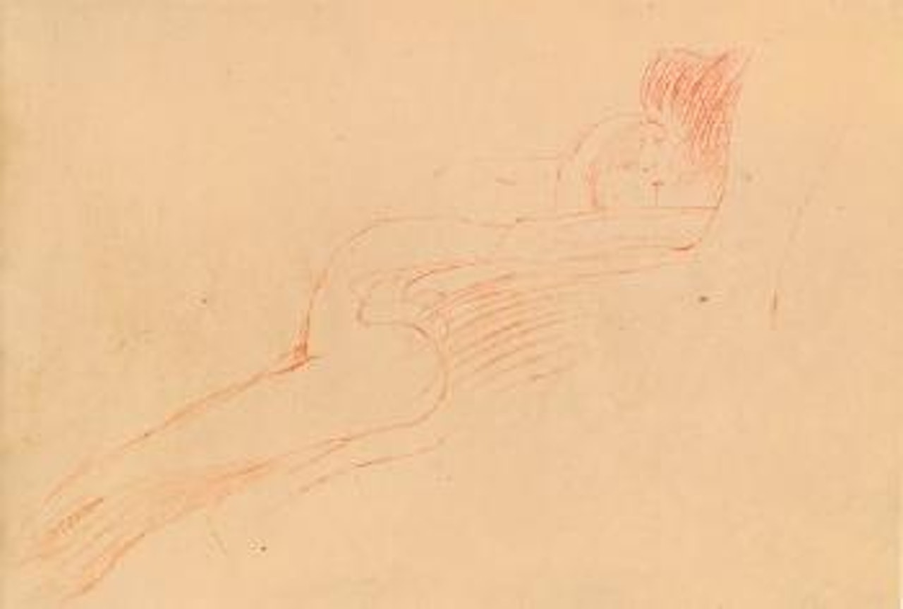 Studie zum Gemälde Hoffnung I (Nackte Schwangere im Profil nach links im Lehnstuhl) by Gustav Klimt