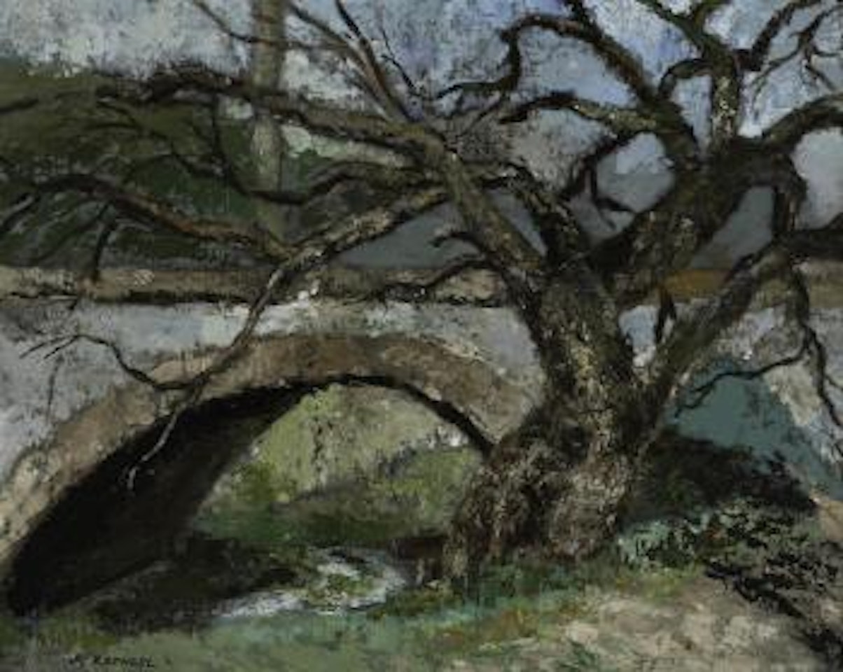Old stone bridge by Joseph Raphael