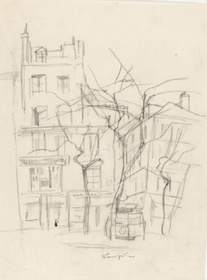 Vue de la place à l'angle des rues Gozlin et des Ciseaux, à Paris by Leonard Tsuguharu Foujita