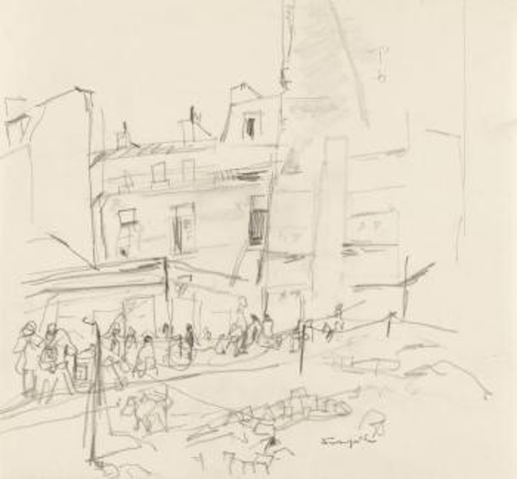 Scène de marché by Leonard Tsuguharu Foujita