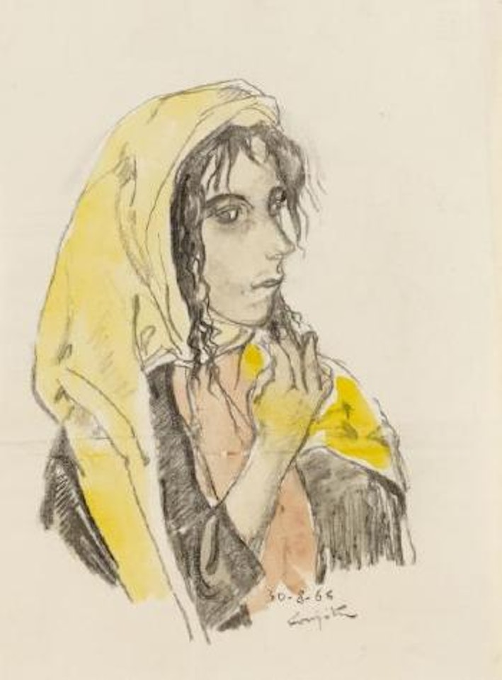 Femme au voile jaune by Leonard Tsuguharu Foujita