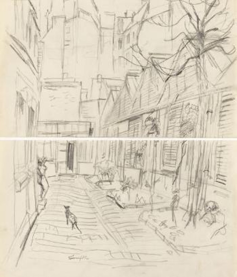 La cour de l'atelier by Leonard Tsuguharu Foujita
