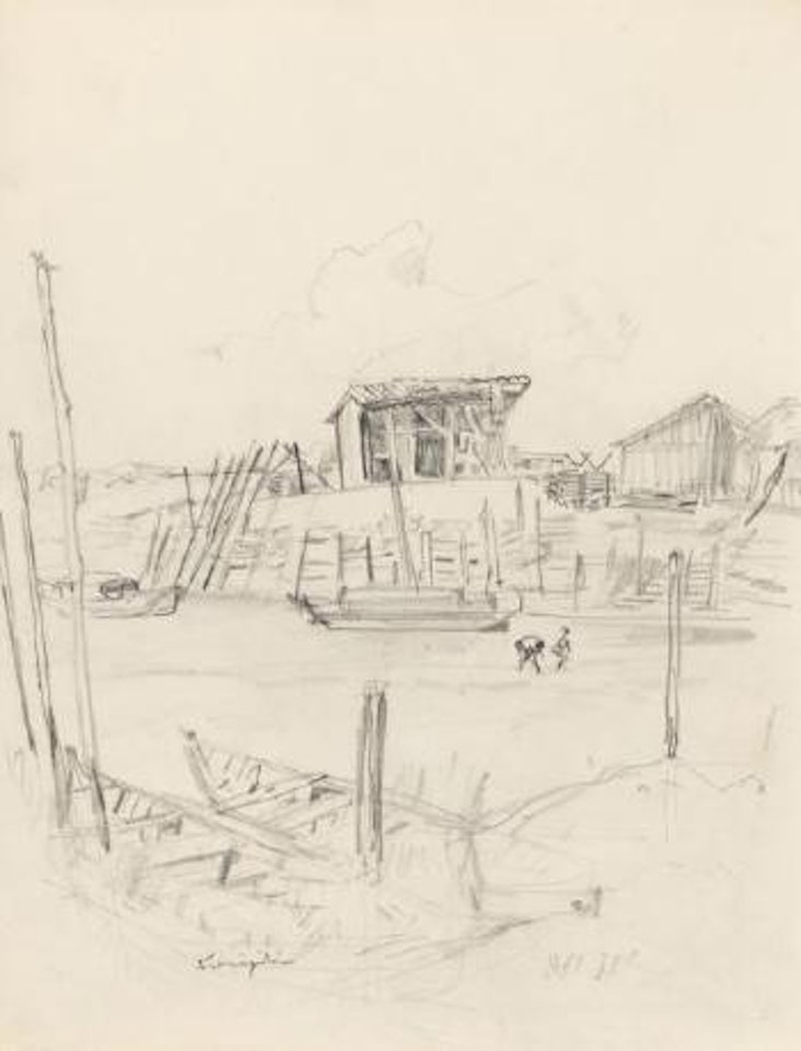 Barques à marée basse by Leonard Tsuguharu Foujita