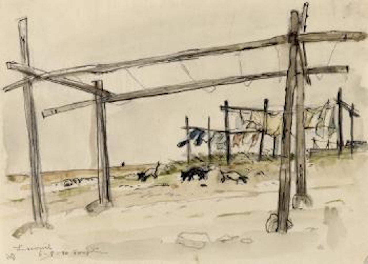 Le linge qui pend by Leonard Tsuguharu Foujita