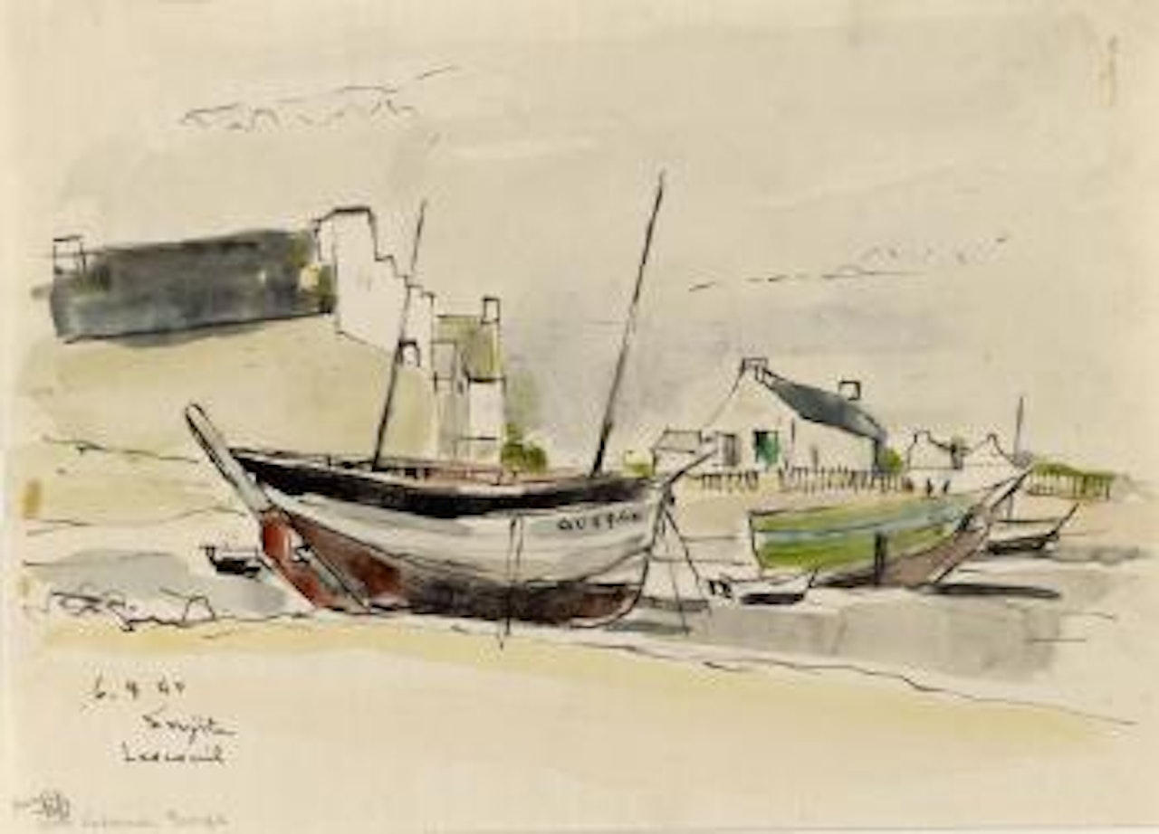 Les barques en Bretagne by Leonard Tsuguharu Foujita