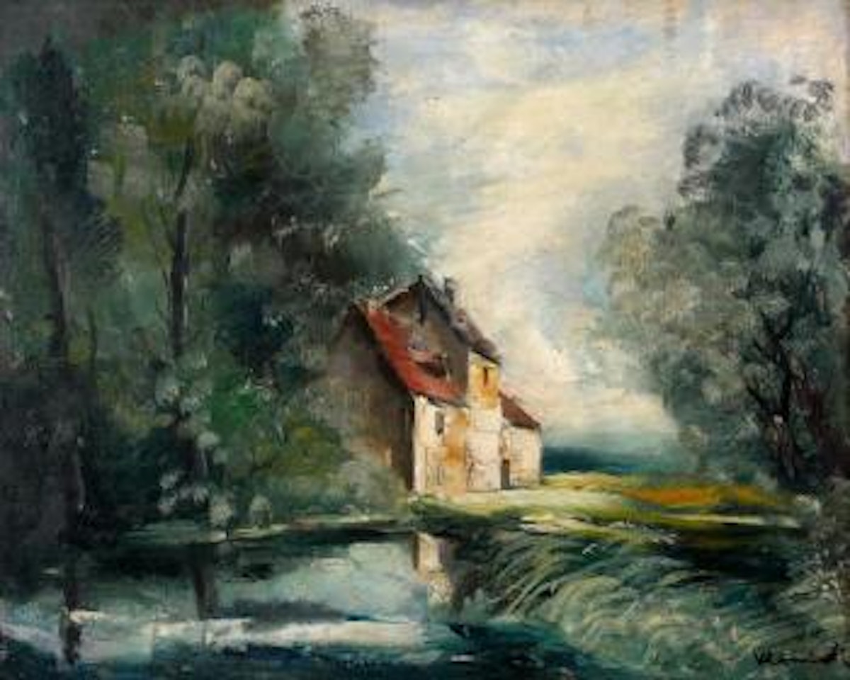 La maison au bord de l'étang by Maurice de Vlaminck