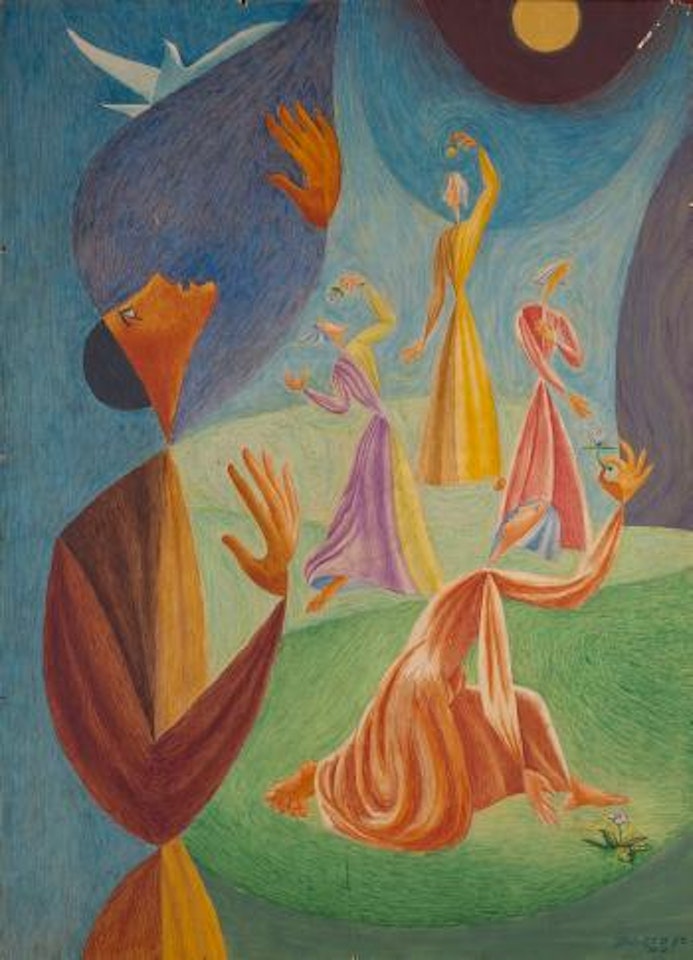 Personnages à l'oiseau by Leopold Survage