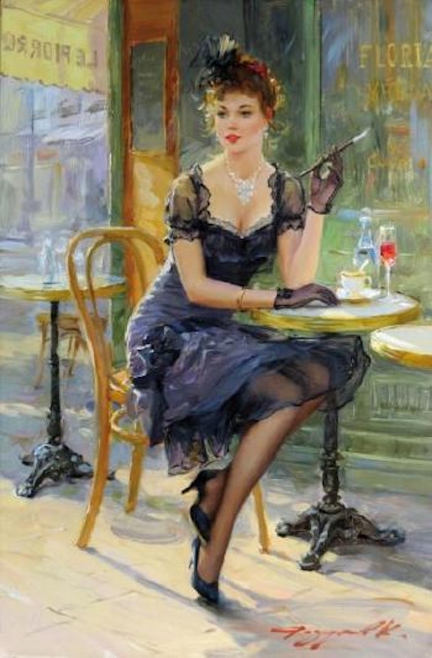 Détente au café by Constantin Razoumov