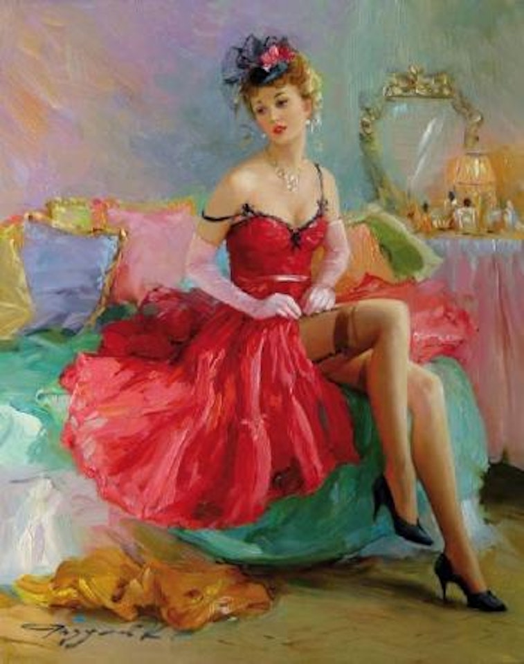 Jeune fille en rouge by Constantin Razoumov