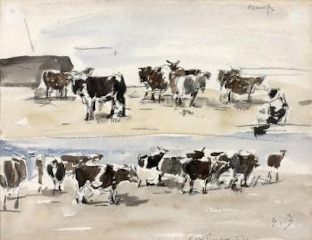 Étude de vaches by Eugène Boudin