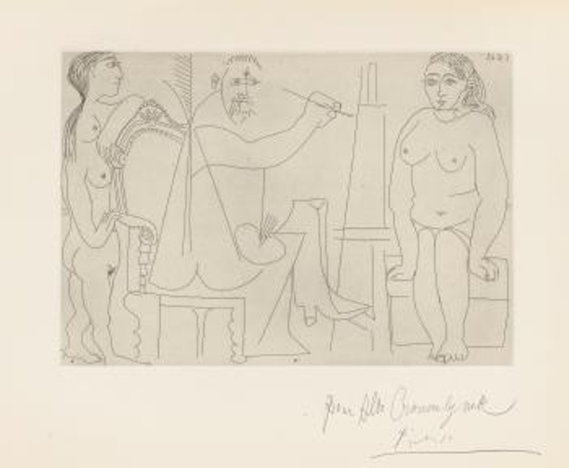 Peintre Au Fauteuil, ModÃ¨le Et Spectatrice by Pablo Picasso