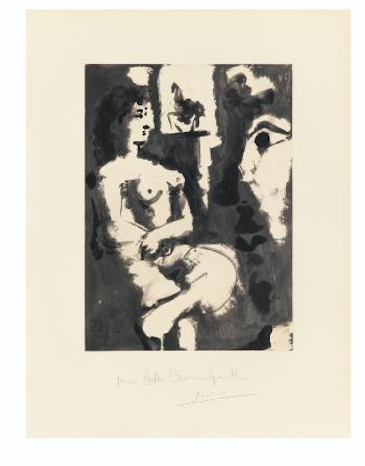 ModÃ¨le Au Repos, Avec Statue Ãquestre Ã  lâArriÃ¨re-plan by Pablo Picasso