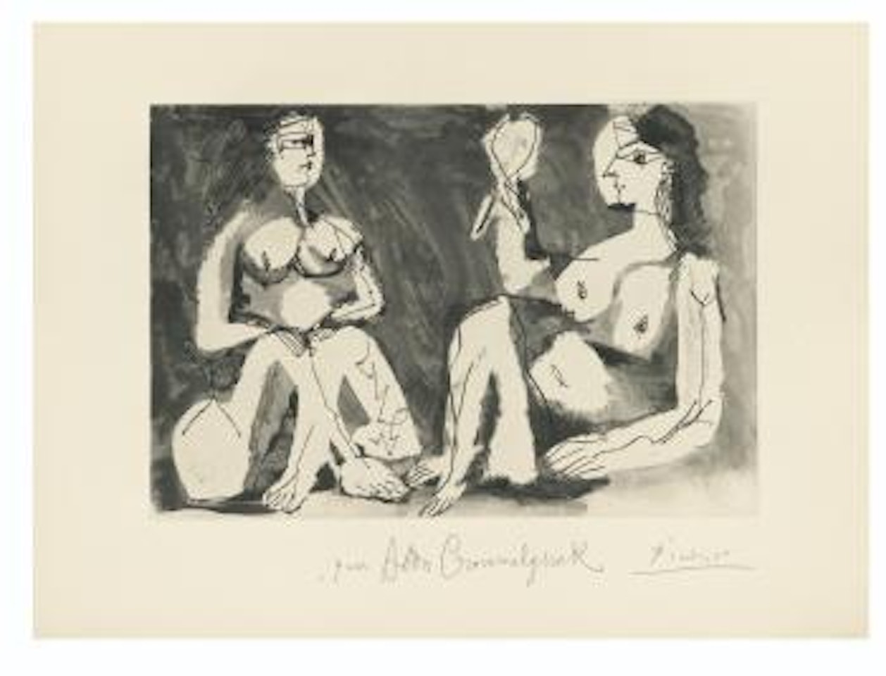 Deux Femmes Assises Au Miroir by Pablo Picasso