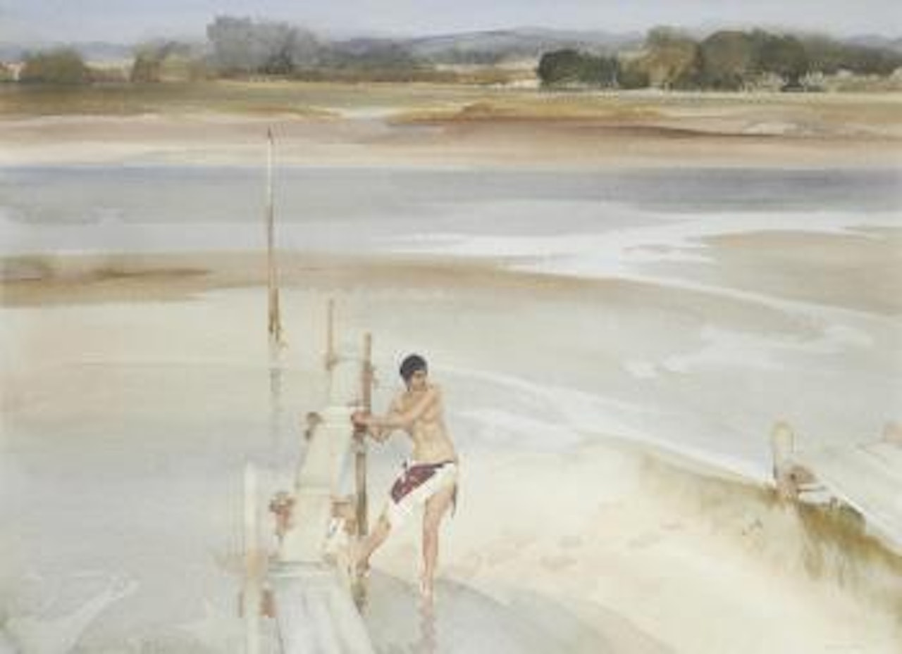 Melinda on the jetty by William Russell Flint