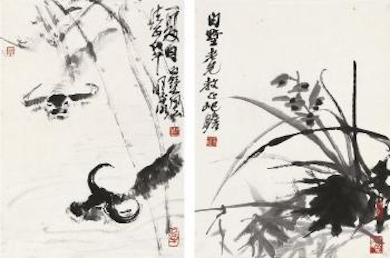 Buffalo; Ink Orchid by Lin Ximing by Zhu Qizhan