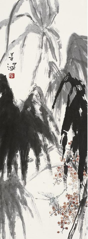 Dragonfly And Plantain Leaves by Yang Shanshen