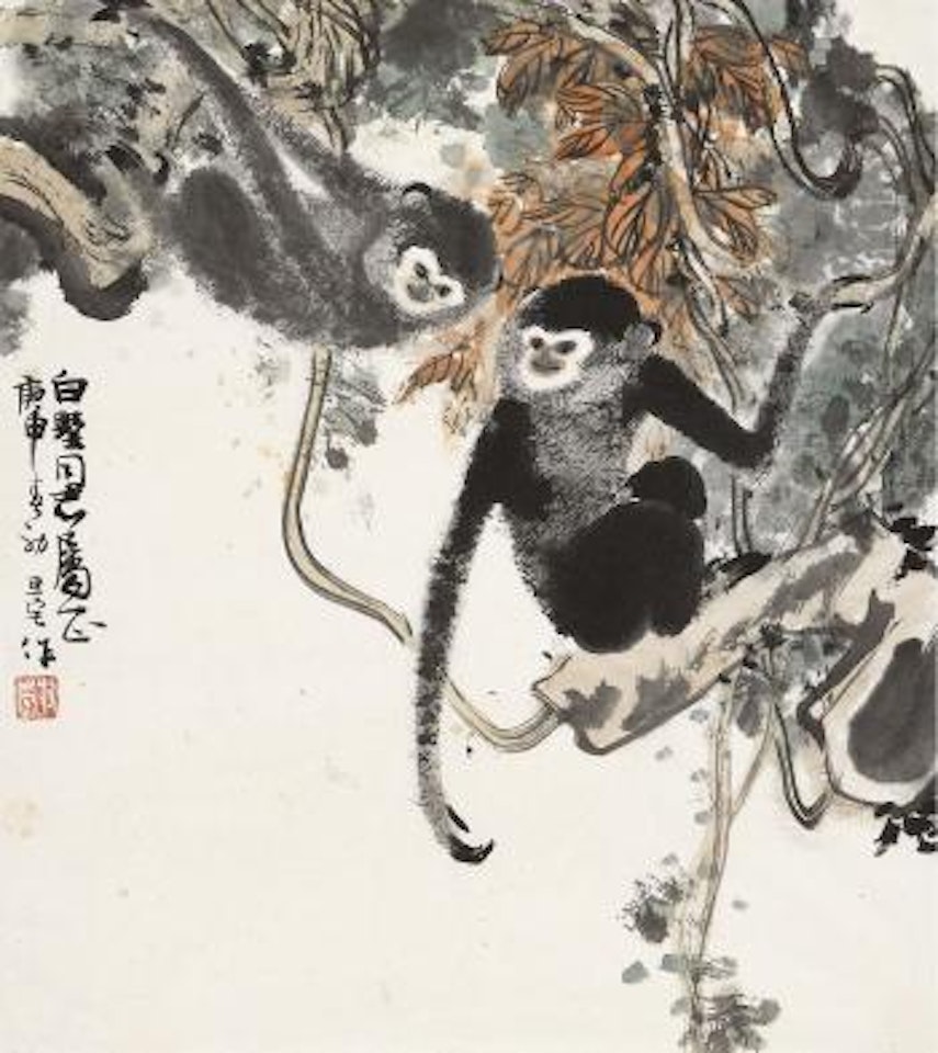 Monkeys Climbing Tree by Liu Danzhai