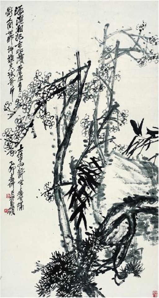 Plum Blossom, Rock, Pine And Bamboo by Wu Changshuo