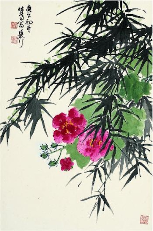 Hibiscus And Bamboo by Xie Zhiliu