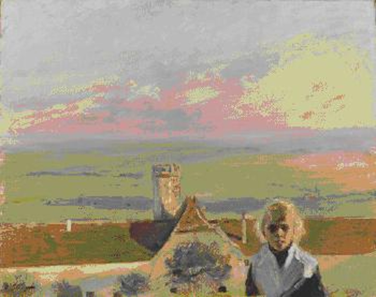 Mädchen mit Ausblick über Neukastel by Max Slevogt