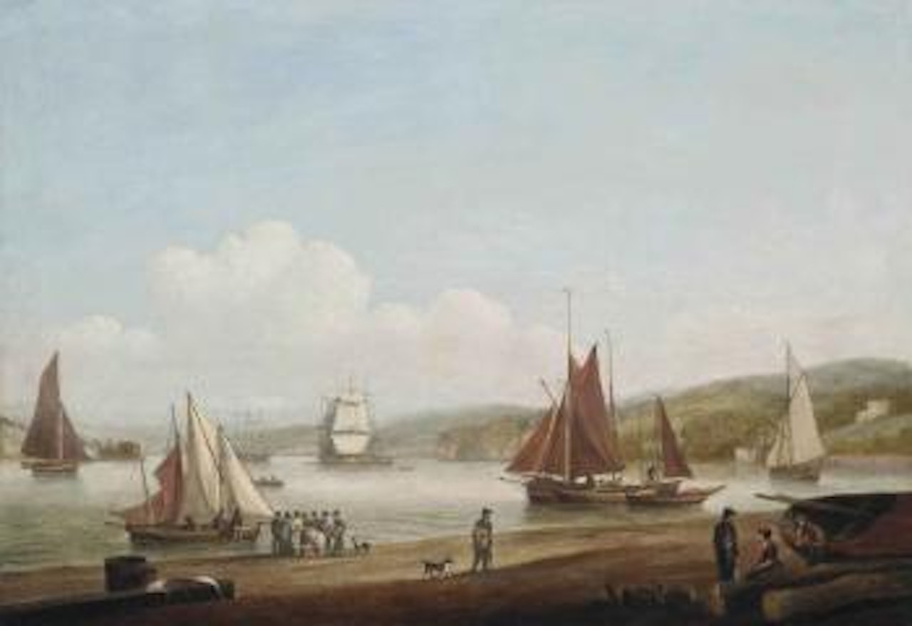Shipping in the harbour at Teignmouth, Devon by Thomas Luny