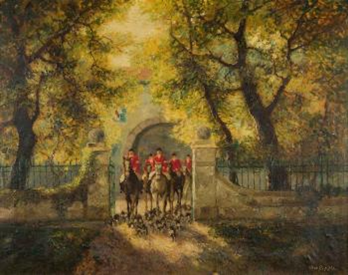 Ausritt zur Jagd - Schloss Hubertus in Obb by Otto Pippel