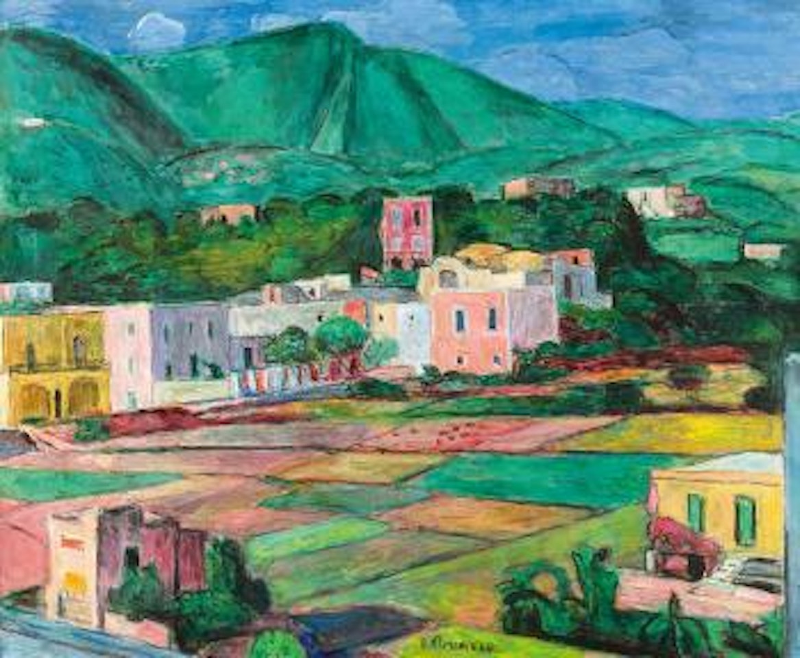 Landschaft auf Ischia mit Monte Epomeo by Hans Purrmann