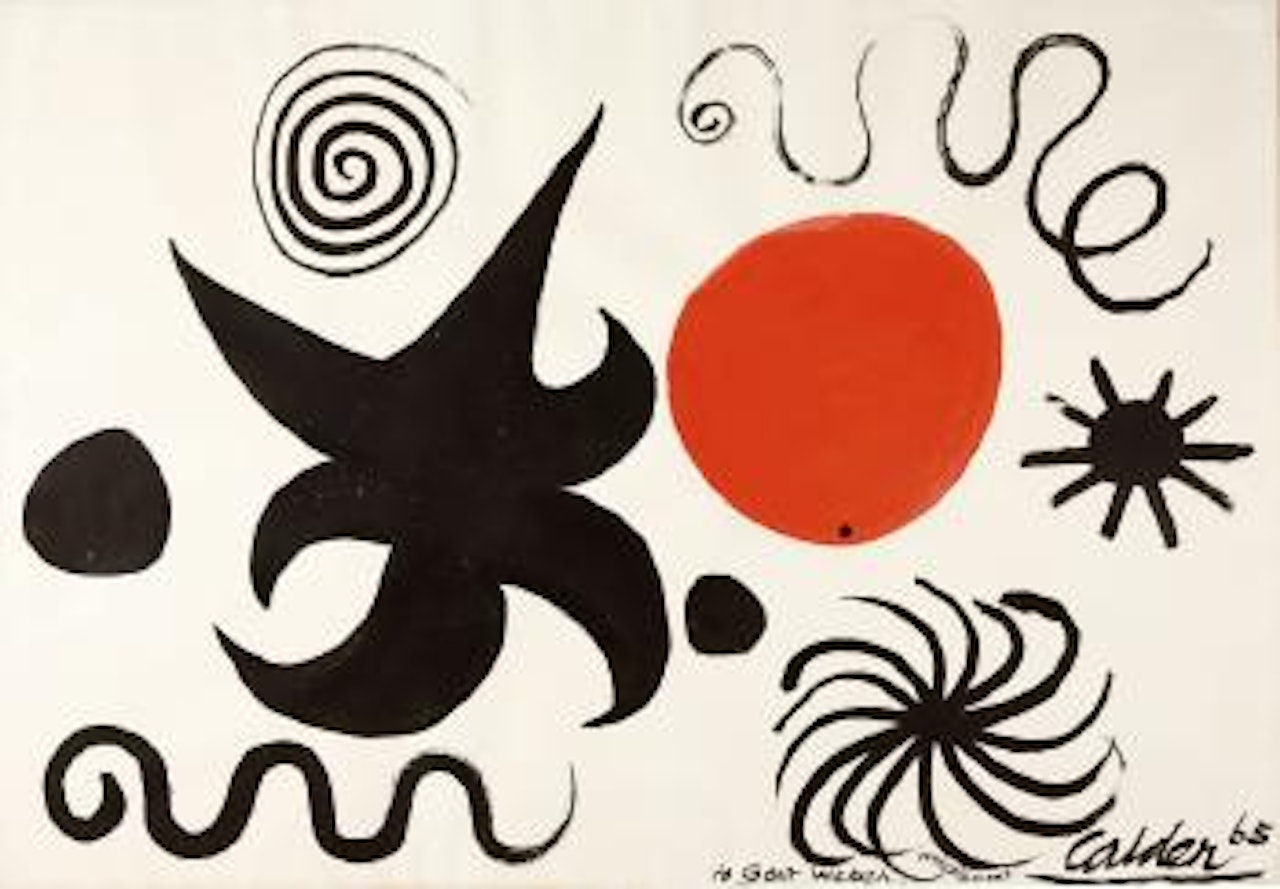 Ohne Titel (Komposition mit schwarzem Stern und roter Scheibe) by Alexander Calder