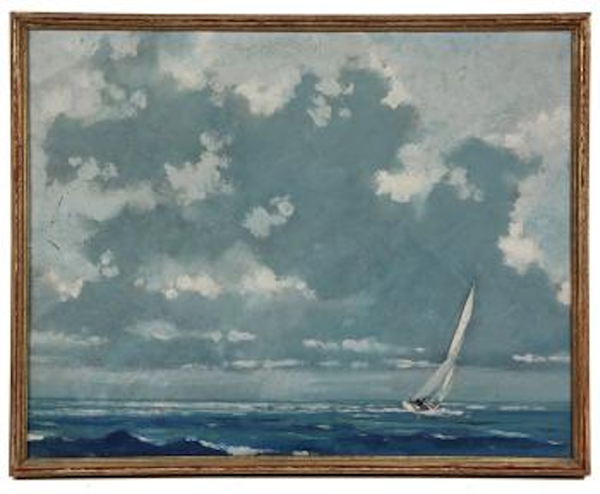 Sailboat in open water by Eric Sloane