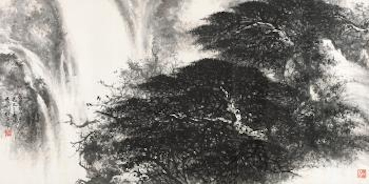 Waterfall And Pine by Li Xiongcai