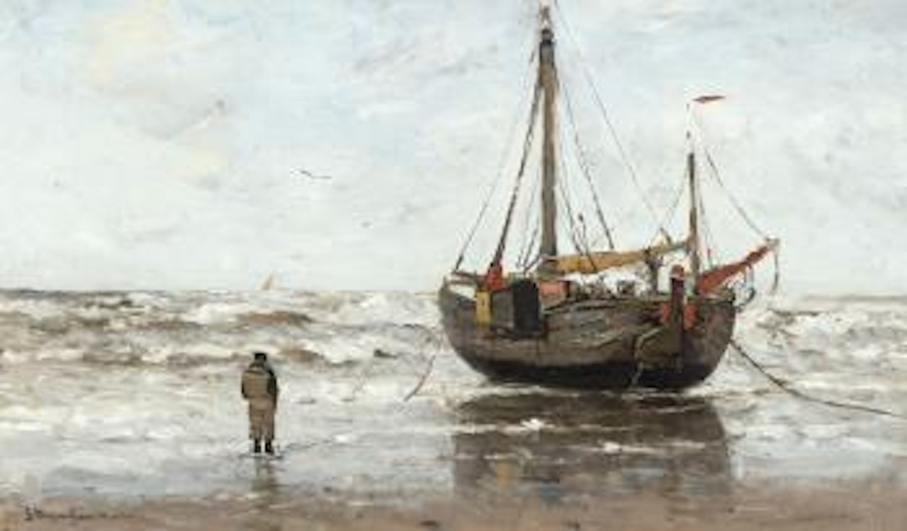 Vissersboot op het strand by Gerhard Arij Ludwig Morgenstjerne Munthe
