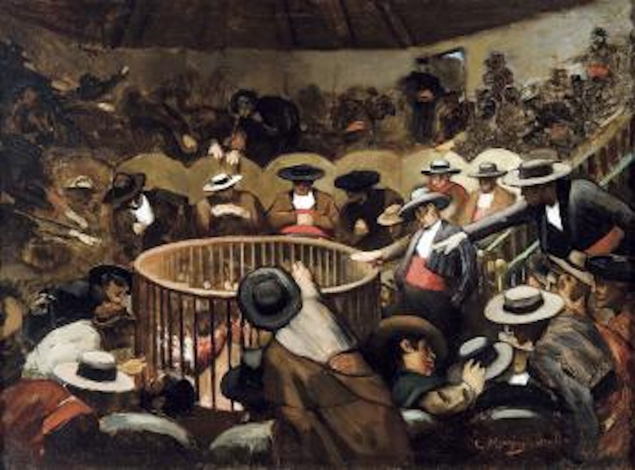 Het hanengevecht - Combat de coqs by Constantin Meunier