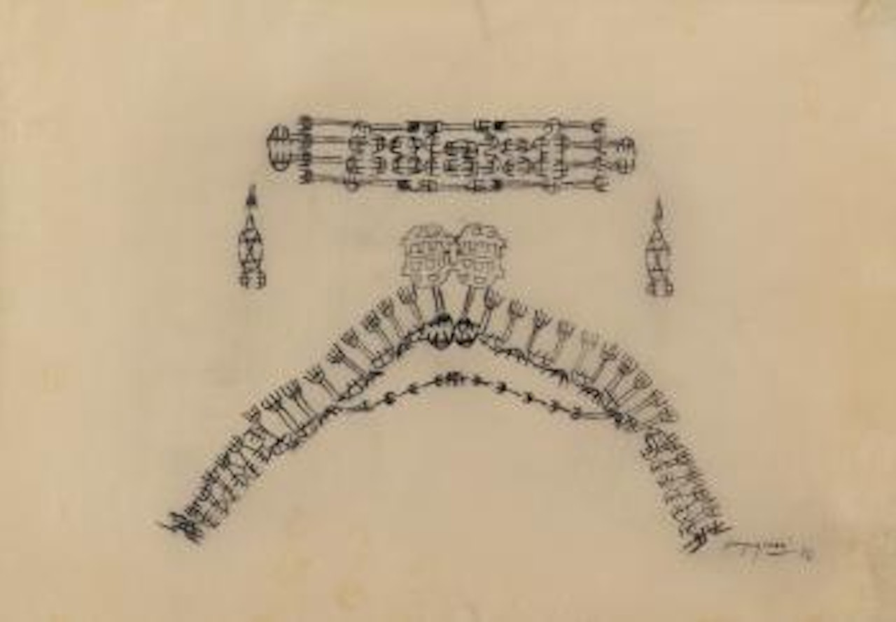 Collana, bracciale e pendenti (studio per gioielli) by Giuseppe Capogrossi