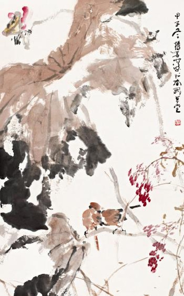 Birds singing over the lotus pond by Yang Shanshen